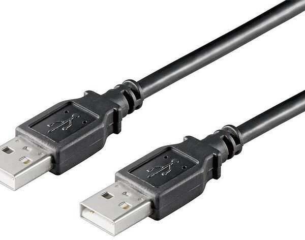 USB2.0 A-A 0,1m M-M, Black Hi-Speed cable AWG 28