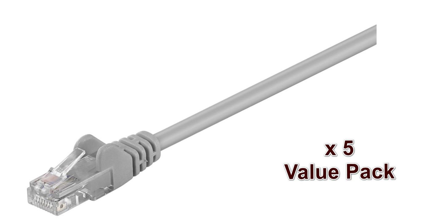 Img_25937397.jpg U/UTP CAT5e 15M Grey 5 Pack 1 pcs. = 5 pcs. in one box PVC, 4x2xAWG 26 CCA - Image 1