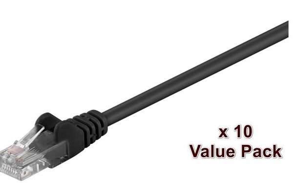 U/UTP CAT5e 0.5m Black 10 Pack 1 pcs. = 10 pcs. in one bag PVC, 4x2xAWG 26 CCA