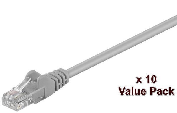 U/UTP CAT5e 0.5m Grey 10 Pack 1 pcs. = 10 pcs. in one bag PVC, 4x2xAWG 26 CCA