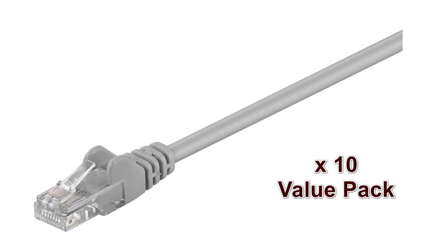 Img_25937401.jpg U/UTP CAT5e 0.5m Grey 10 Pack 1 pcs. = 10 pcs. in one bag PVC, 4x2xAWG 26 CCA - Image 1