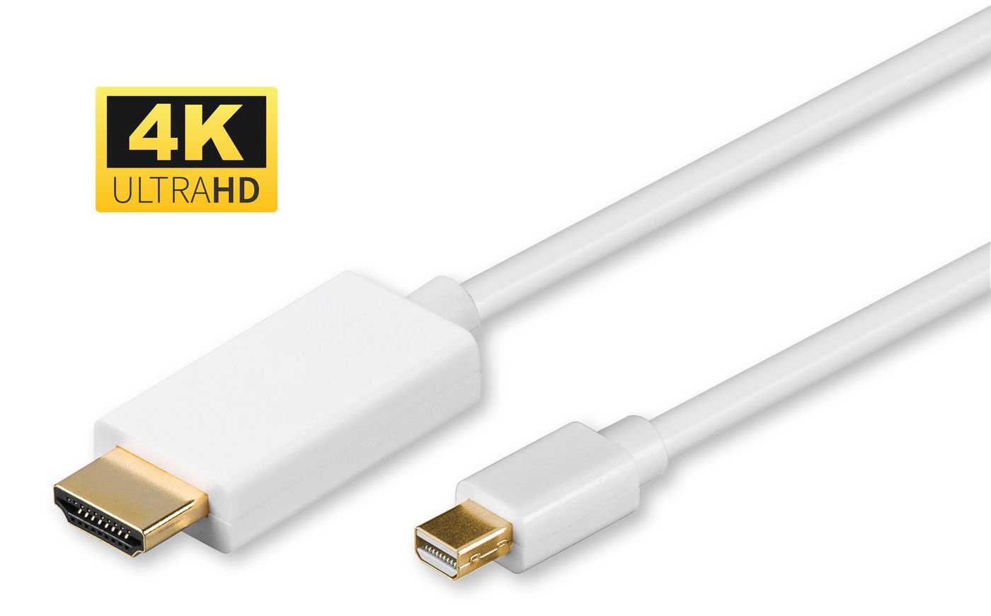 Img_25952478.jpg 4K Mini Displayport to HDMI Cable 1m incl. audio transmission, White, with gold plated plugs, resolution : 4K*2K@30Hz - Image 1