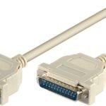 D-SUB Data Cable, 2m D-SUB/IEEE 1284 (25-pin) M-F  seriell / serial 1:1, round cable