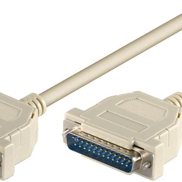 D-SUB Data Cable, 2m D-SUB/IEEE 1284 (25-pin) M-F  seriell / serial 1:1, round cable