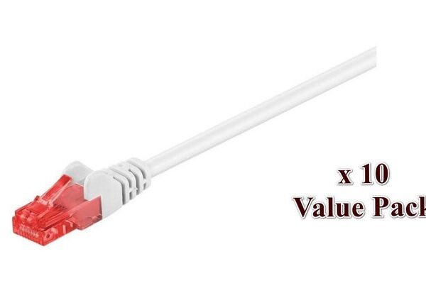 U/UTP CAT6 10M White 10 PACK 1 pcs. = 10 pcs. in one bag Box 4 (x10) pcs, AWG 26, PVC