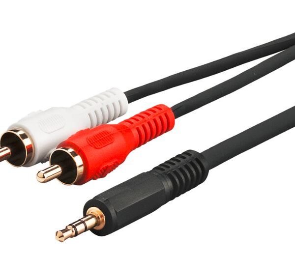 Audio adapter Cable, 10 meter Audio Adapter Cable 3.5 mm  male (3-pin, stereo) - 2 x RCA male (audio left/right)
