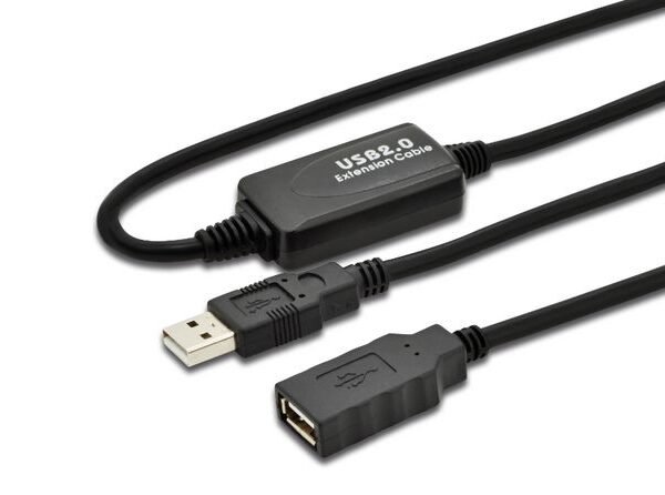 Active USB 2.0 ext. cable, 15m Integrated booster for a  loss-less signal transmission