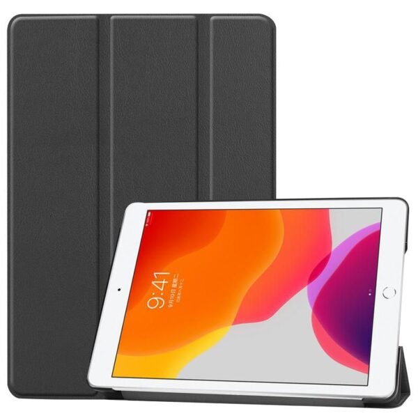 Tri-folded Leather Case For Apple iPad 7th Gen 10.2" New - with Auto SleepWake Feature - Black