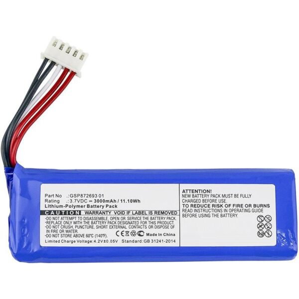 Battery 11.10Wh Li-Pol 3.7V  3000mAh Blue for Jbl Speaker  11.1Wh Li-Pol 3.7V 3000mAh Blue, for Jbl Flip 4, Flip 4
