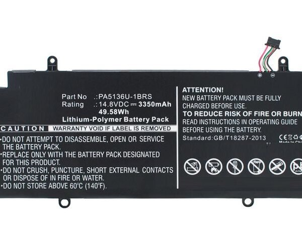 Laptop Battery for Toshiba  52.00Wh 14.8V 3380mAh 50Wh  Li-Pol 14.8V 3350mAh Black, Portege Z30, Portege Z30 Ultrabook, Portege