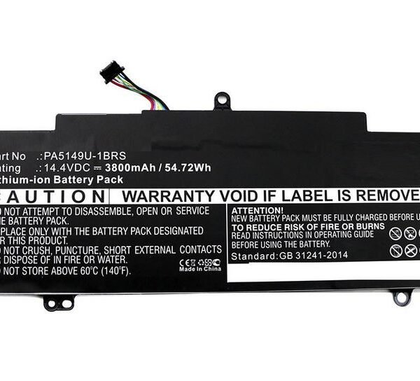 Laptop Battery for Toshiba  55.00Wh 14.4V 3800mAh 55Wh  Li-ion 14.4V 3800mAh Black, Tecra Z40-A-10K, Tecra Z40-A-10T, Tecra Z40-A-10X,