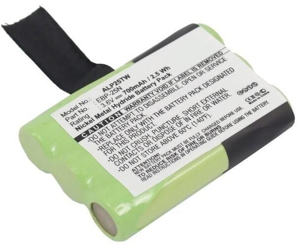 Battery for Two Way Radio 2.52Wh Ni-Mh 3.6V 700mAh  Green Alinco, DJ-S41, DJ-SR1, PMR446