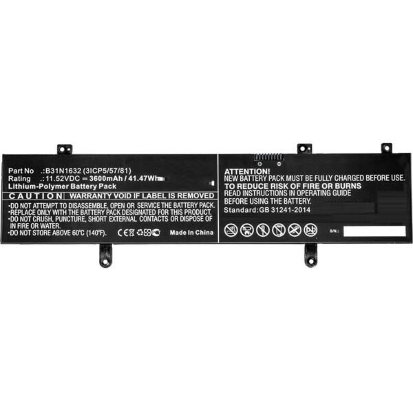 Laptop Battery for Asus  32.26Wh 11.52V 2800mAh 33Wh  Li-Pol 11.52V 2800mAh Black, Vivobook 14, X405, X405UA, X405UQ, X405UR,
