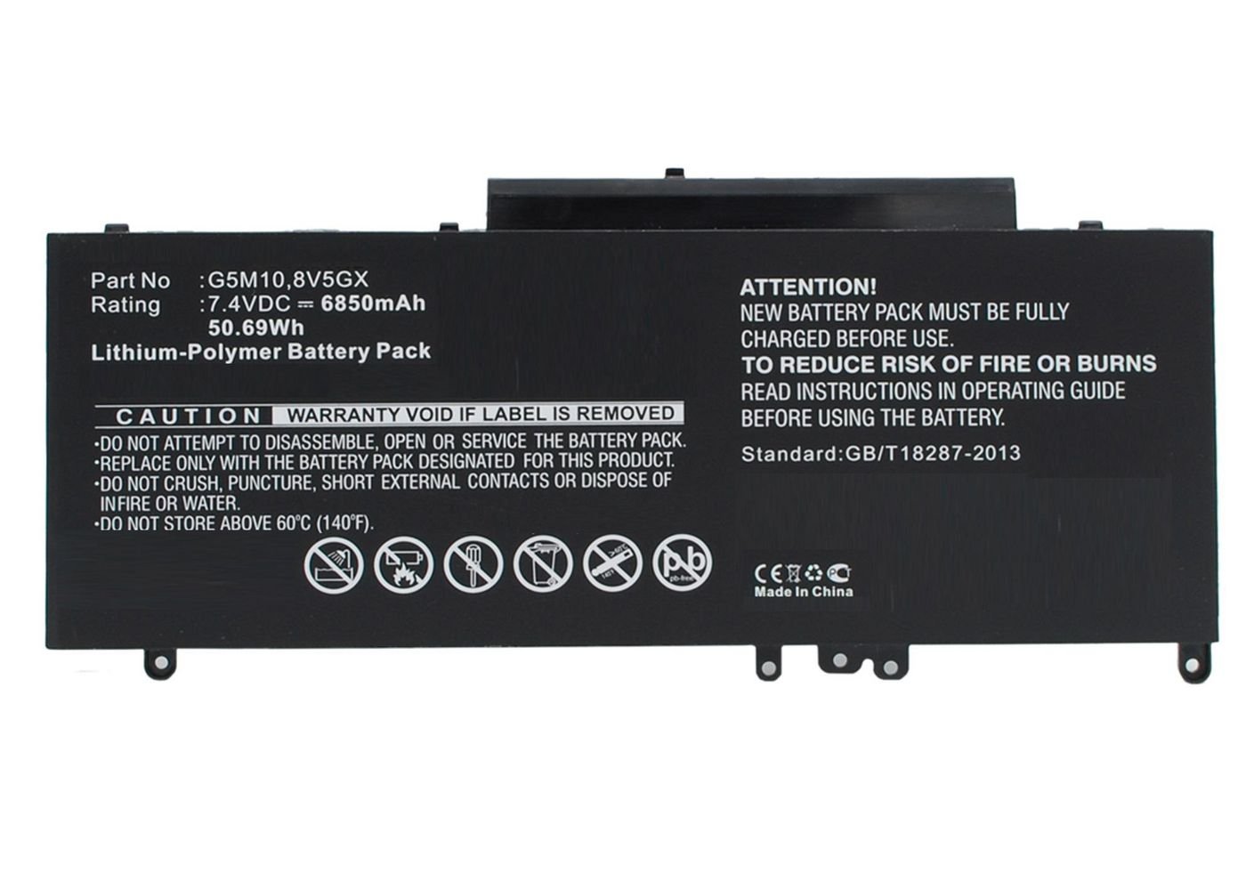 Img_26307494.jpg Laptop Battery for Dell 42.92Wh 7.4V 5800mAh 43Wh Li-Pol 7.4V 5800mAh Black, Latitude 15 5000, Latitude 3150, Latitude 3160, - Image 1