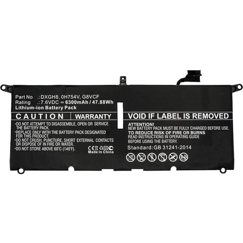 Img_26307521.jpg Laptop Battery for Dell 47.88Wh 7.6V 6300mAh 48Wh Li-Pol 7.6V 6300mAh Black, XPS 13 2018, XPS 13 9370, XPS 13 9370 FHD i5, XPS - Image 1