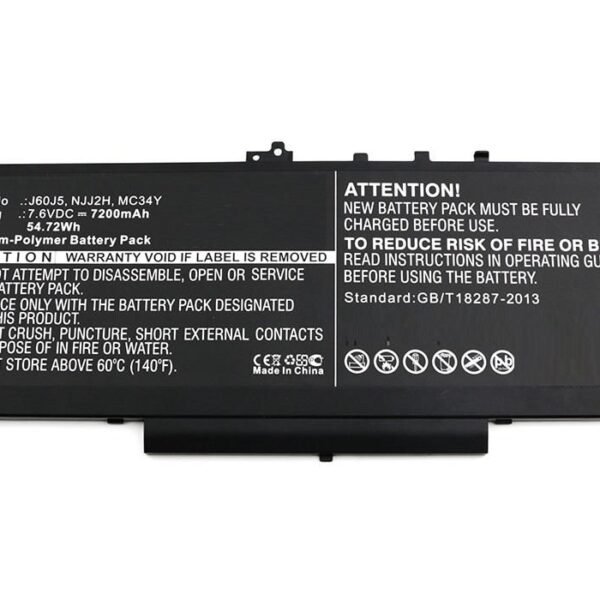 Laptop Battery for Dell  53.28Wh 7.4V 7200mAh 55Wh  Li-Pol 7.6V 7200mAh Black, Latitude 12 E7270, Latitude 12 E7470