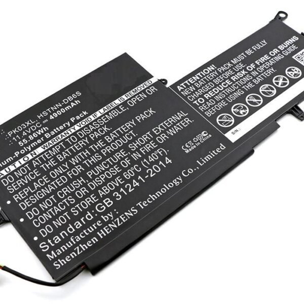 Laptop Battery for HP 54.72Wh  11.4V 4800mAh 56Wh 3Cells  Li-Pol 11.4V 4.9Ah Black