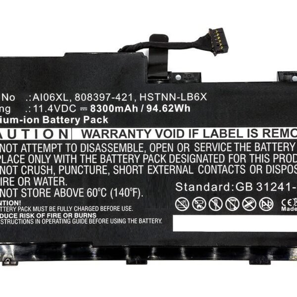 Laptop Battery for HP 95.76Wh  11.4V 8400mAh 95Wh Li-ion  11.4V 8300mAh Black, ZBook 17 G3, ZBook 17 G3 M9L94AV, ZBook 17 G3 T7V61ET,