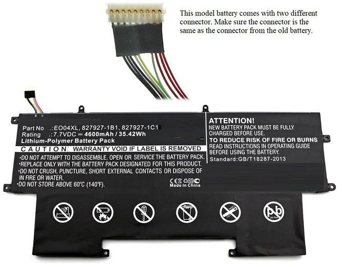 Img_26307879-1 Laptop Battery for HP 35Wh 7.7V 4600mAh 35Wh Li-Pol 7.7V 4600mAh Black, EliteBook Folio G1, EliteBook Folio G1 Subnotebook - Image 1