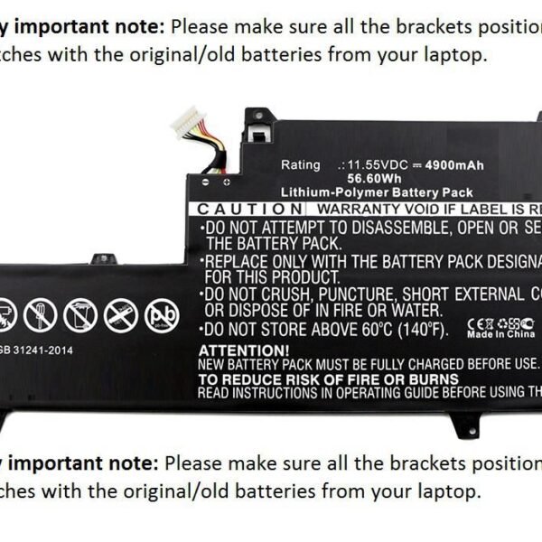Laptop Battery for HP 57.00Wh  11.55V 4935mAh 57Wh Li-Pol  11.55V 4900mAh Black, EliteBook x360 1030 G2 EliteBook x360 1030 G2 EliteBook