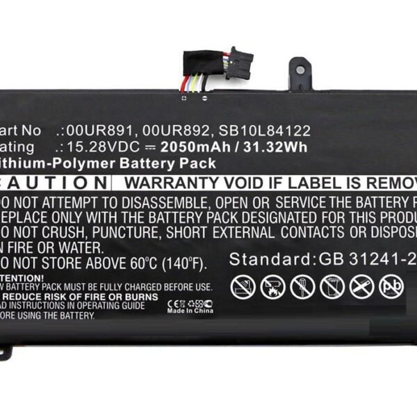 Laptop Battery for Lenovo  30.40Wh 15.2V 2000mAh 31Wh  Li-Pol 15.28V 2050mAh Black, T570, ThinkPad T570, ThinkPad T570 20H9003ACD,