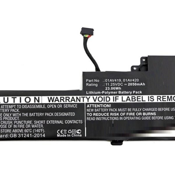Laptop Battery for Lenovo  22.80Wh 11.4V 2000mAh 23Wh  Li-Pol 11.25V 2050mAh Black, ThinkPad T470, ThinkPad T470 20HD002TCD, ThinkPad