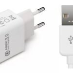 USB Power Adapter 12W 5V/2.4A, 9V/2A, 12V/1.5A  EU Wall - Quick charge technology QC3.0 White with 1meter MFI Lightning Cable &