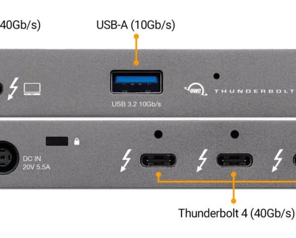 Thunderbolt Hub - 3 x TB4  ports OWCTB4HUB5P, Wired,  Thunderbolt, Grey, Space Gray, 40 Gbit/s, Aluminium, Plastic