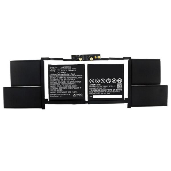 Laptop Battery for Apple  81.00Wh 11.4V 7100mAh 83WH 6  Cell Li-Pol 11.4V 7300mAh, MacBook Pro 15" Touch BAR A1990 mid 2018 - 2019