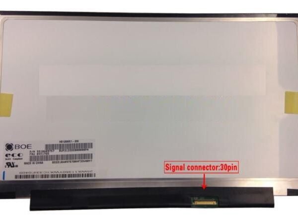 12,5" LCD HD Matte 1366x768 LED Screen, 30pins Bottom Right Connector, w/o Brackets