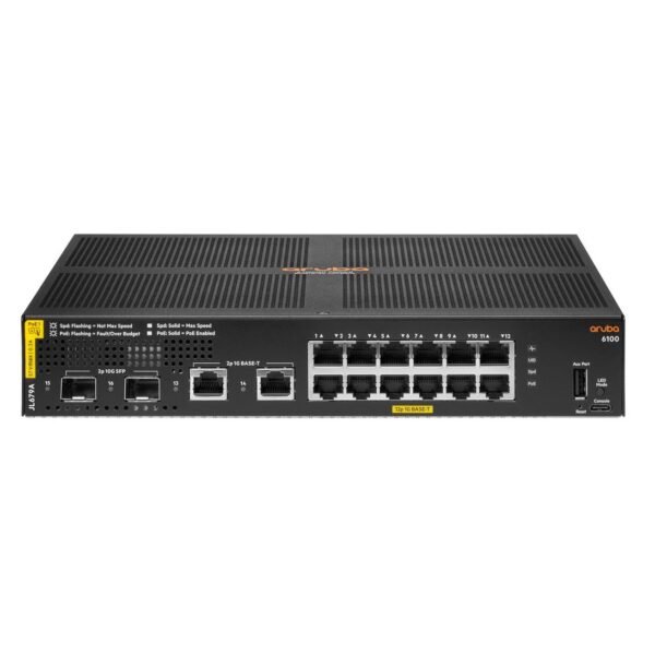 Aruba 6100 12G Class4 PoE  2G/2SFP+ 139W Switch Aruba  6100 12G Class4 PoE 2G/2SFP+ 139W, Managed, L3, Gigabit Ethernet (10/100/1000),