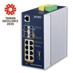 IP30 DIN-rail Industrial L3 8P 10/100/1000T 802.3bt PoE + 2-port 100/1000X SFP + 2-Port 10G SFP+ Full Managed Switch