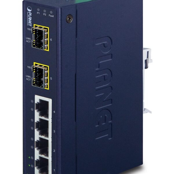 IP30 Slim Type 4-P Industrial Ethernet Switch + 2-Port SFP Fiber (-40 - 75 C)
