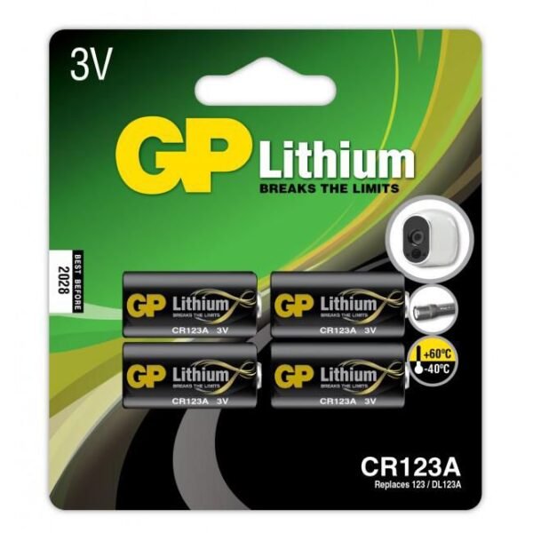 LITHIUM BATTERY CR123A Lithium CR 123A, Single-use  battery, CR123A, Lithium-Manganese Dioxide (LiMnO2), 3 V, 4 pc(s), Black