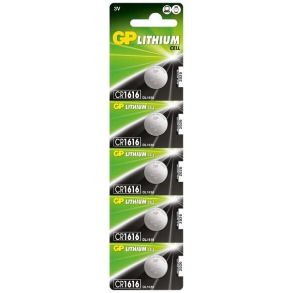 LITHIUM BUTTON CELL CR1616 R1616-C5, Single-use battery,  CR1616, Lithium-Manganese Dioxide (LiMnO2), 3 V, 5 pc(s), 55 mAh