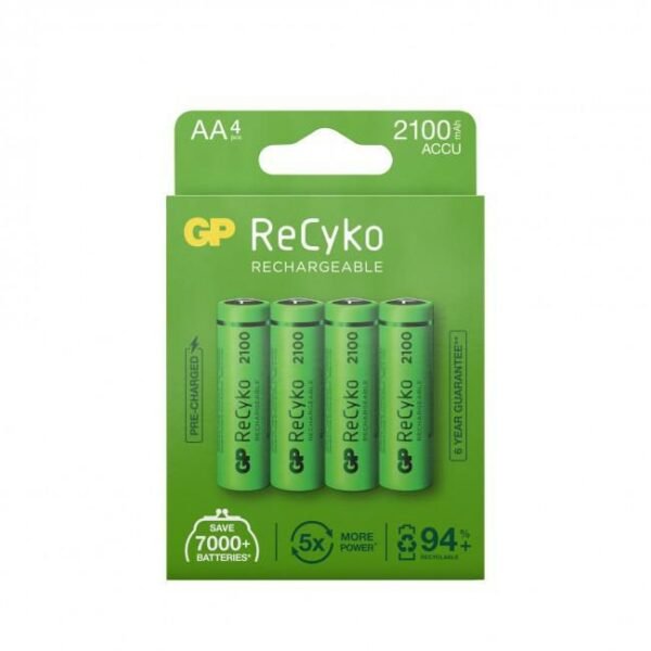RECYKO 210AAHCE-2WB4/AA ReCyko, Rechargeable battery,  AA, Nickel-Metal Hydride (NiMH), 1.2 V, 4 pc(s), 2000 mAh