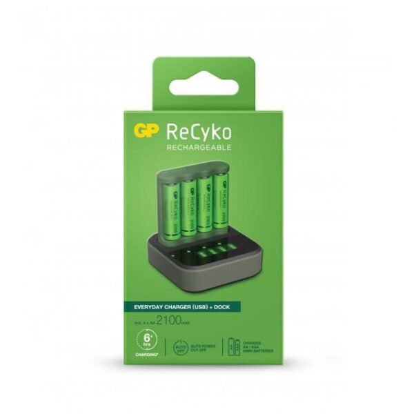BATTERY CHARGER  B4D45/210HCE-2B4 B421 + dock  AA ReCyko B421, Nickel-Metal Hydride (NiMH), AA, AAA, 4 pc(s), Batteries