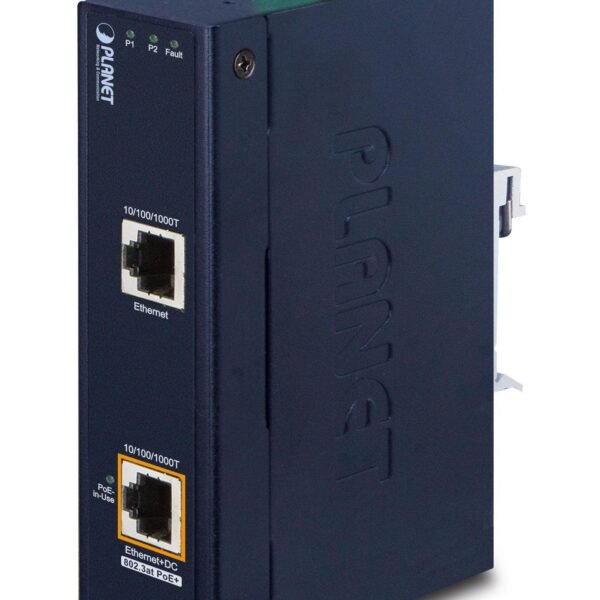 IP30, Industrial 802.3at (30W) High Power PoE Injector  (-40 to 75 C, 12V~48V DC power boost)