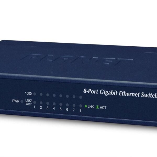 8-P 10/100/1000Mbps Gigabit Ethernet Switch (External Power) - Metal Case