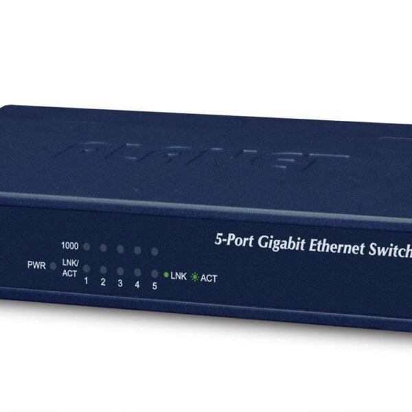 5-P 10/100/1000Mbps Gigabit Ethernet Switch (External Power) - Metal Case