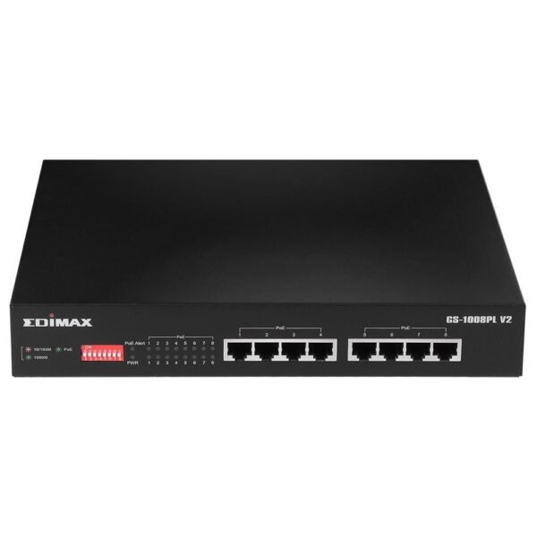 GS-1008PL V2 network switch  Managed L2 Gigabit Ethernet  (10/100/1000) Power over Ethernet (PoE) 1U Black GS-1008PL V2, Managed, L2,