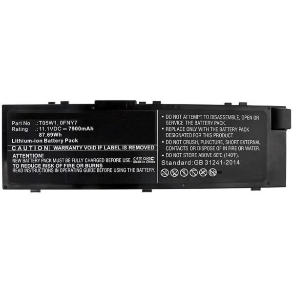 Laptop Battery for Dell  87.69Wh 11.1V 7900mAh 87.69Wh  Li-ion 11.1V 7900mAh Black for DELL Notebook, Laptop Precision 15 7000,