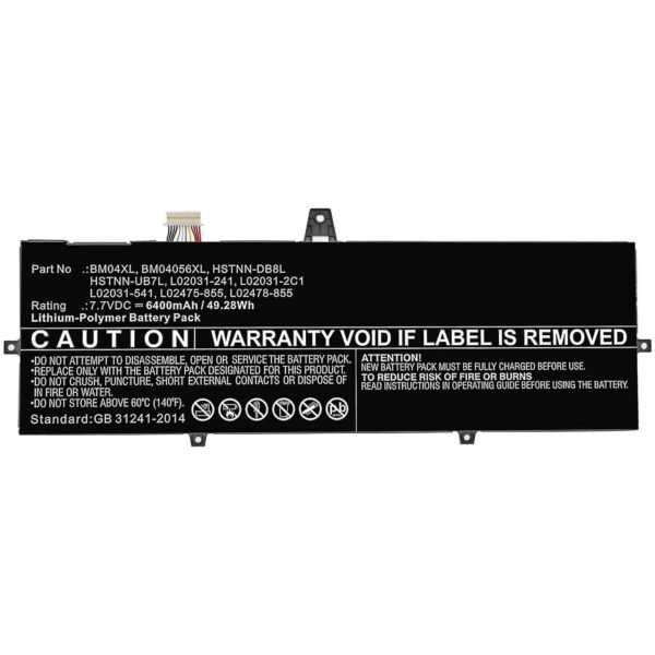Laptop Battery for HP 52.36Wh  7.7V 6800mAh 52.36Wh Li-Pol  7.7V 6800mAh Black for HP Notebook, Laptop Elitebook 1030 X360 G3, EliteBook