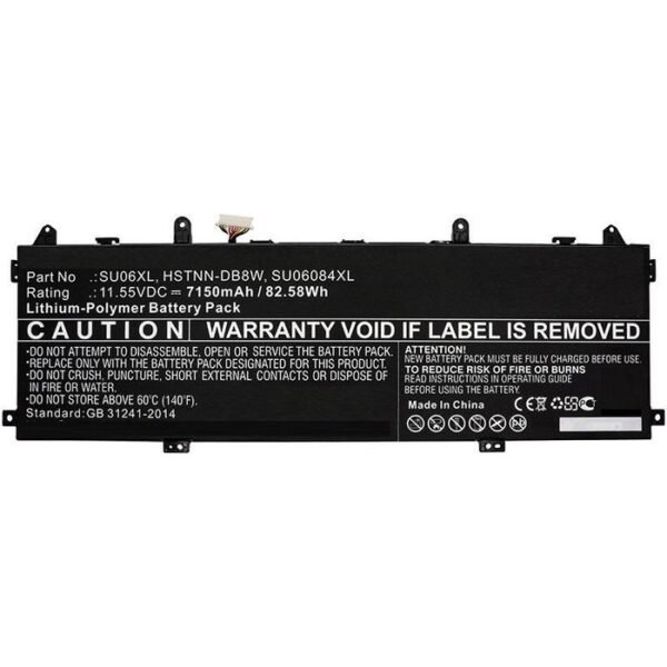 Laptop Battery for HP 82.58Wh  11.55V 7150mAh 82.58Wh Li-Pol  11.55V 7150mAh Black for HP Notebook, Laptop Spectre X360 15-DF0000, Spectre