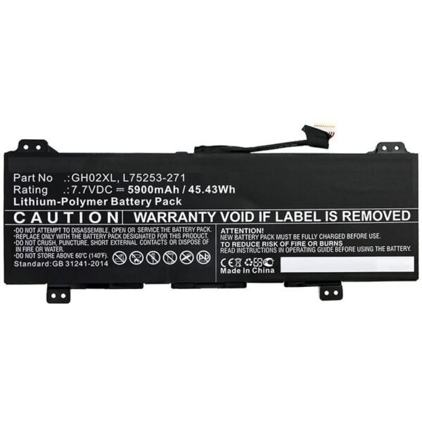 Laptop Battery for HP 45.43Wh  7.7V 5900mAh 45.43Wh Li-Pol  7.7V 5900mAh Black for HP Notebook, Laptop 11 G8 EE, Chromebook 11 G8 EE