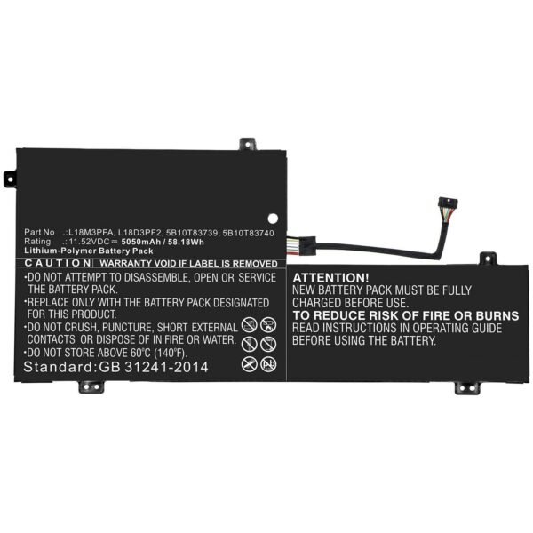 Laptop Battery for Lenovo  58.18Wh 11.52V 5050mAh  58.18Wh Li-Pol 11.52V 5050mAh Black for Lenovo Notebook, Laptop Yoga C740, YOGA