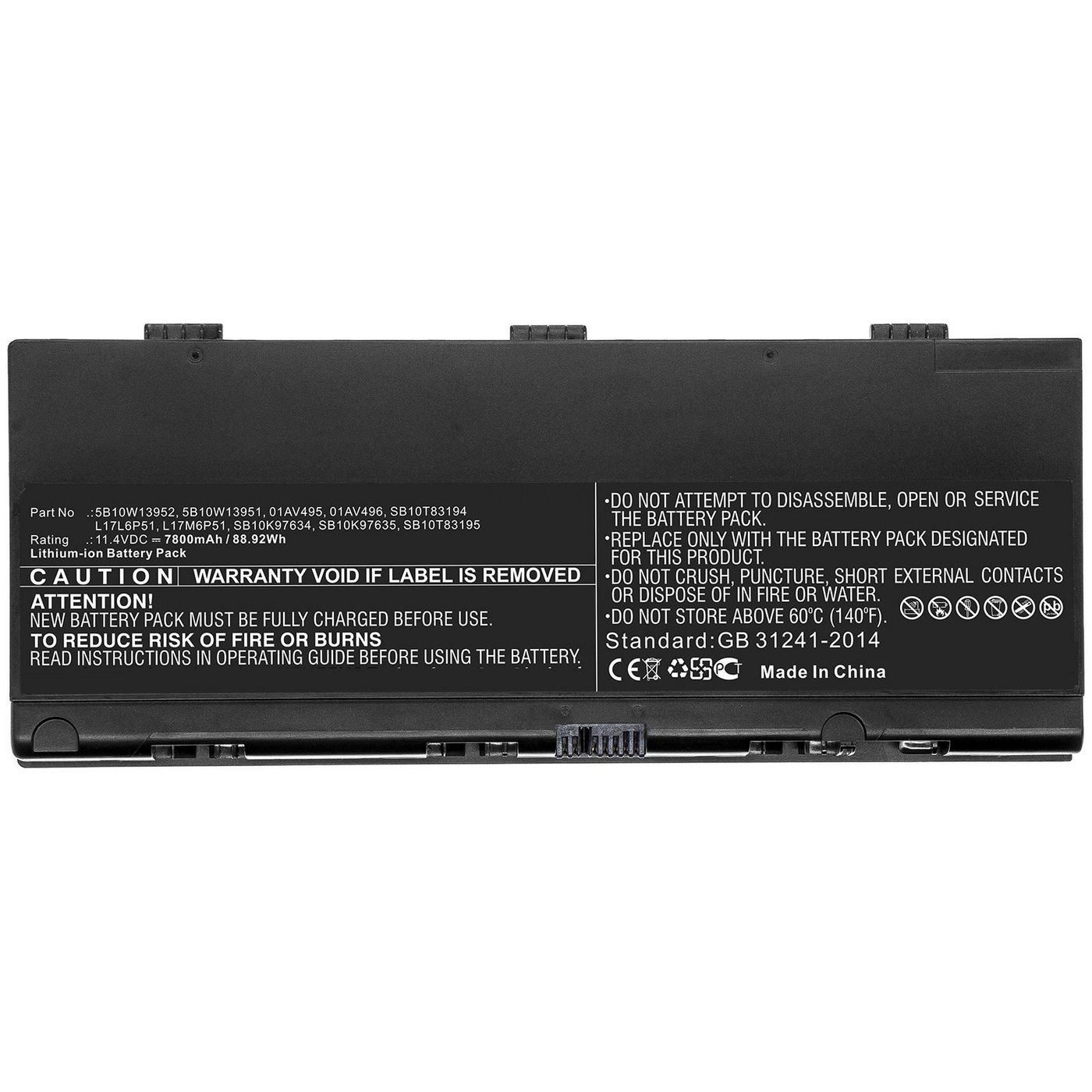 Img_27034557.jpg Laptop Battery for Lenovo 88.92Wh 11.4V 7800mAh 88.92Wh Li-ion 11.4V 7800mAh Black for Lenovo Notebook, Laptop Thinkpad P52, ThinkPad - Image 1