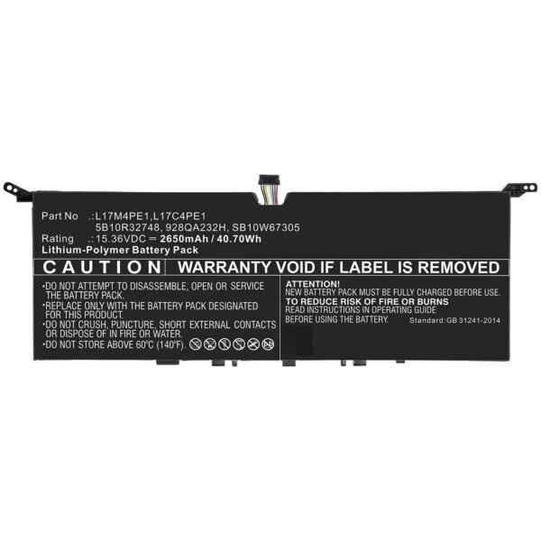Laptop Battery for Lenovo  38.48Wh 14.8V 2600mAh 38Wh  Li-Pol 14.8V 2600mAh Black for Lenovo Notebook, Laptop IdeaPad 730S 13, IdeaPad