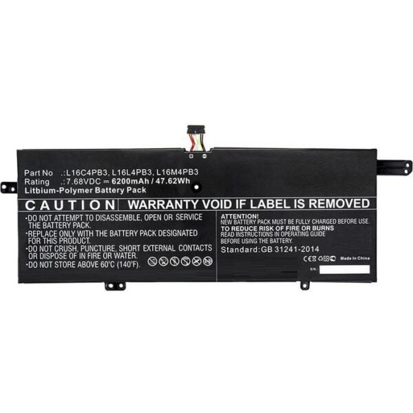 Laptop Battery for Lenovo  47.62Wh 7.68V 6200mAh 47.62Wh  Li-Pol 7.68V 6200mAh Black for Lenovo Notebook, Laptop IdeaPad 720s, IdeaPad