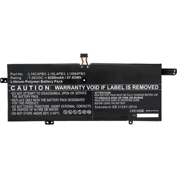 Laptop Battery for Lenovo  47.62Wh 7.68V 6200mAh 47.62Wh  Li-Pol 7.68V 6200mAh Black for Lenovo Notebook, Laptop IdeaPad 720s, IdeaPad